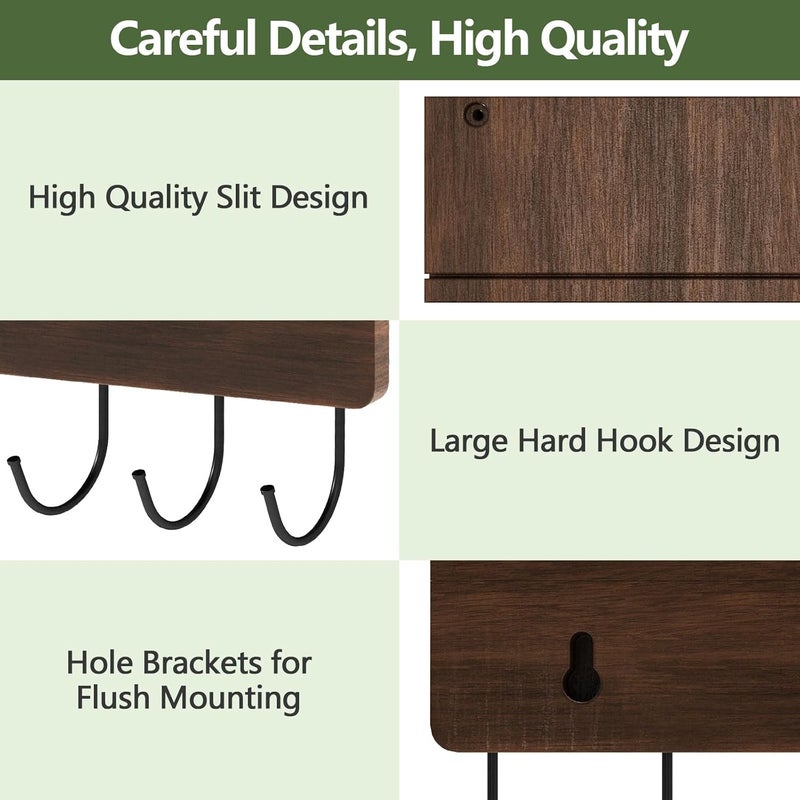 FIPUTE Belt Hanger Organizer for Closet, Wall Mount Belt Rack, Wooden Belt and Tie Organizer for Stores and Displays Mens Accessories (Length 9.8”) Brown - Image 4
